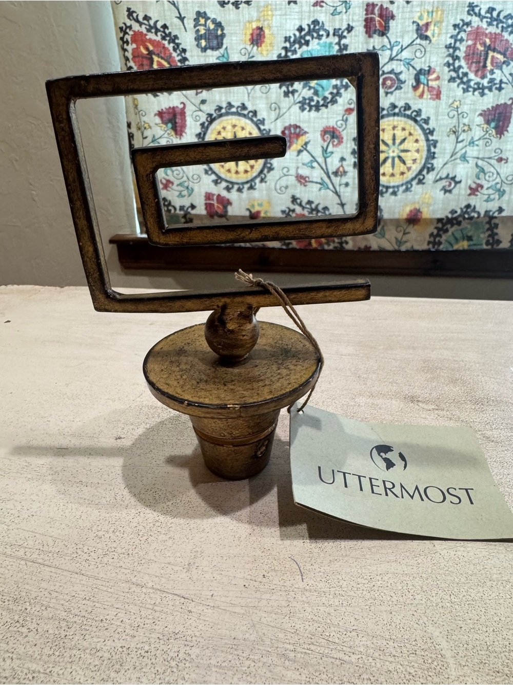 New Uttermost  Greek Key Accent Piece Shelf Decor. Gold Tones. Unique Pretty 5x4
